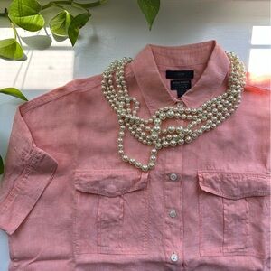 J.Crew Baird McNutt Irish Linen Short Sleeve Button Up Camp Shirt